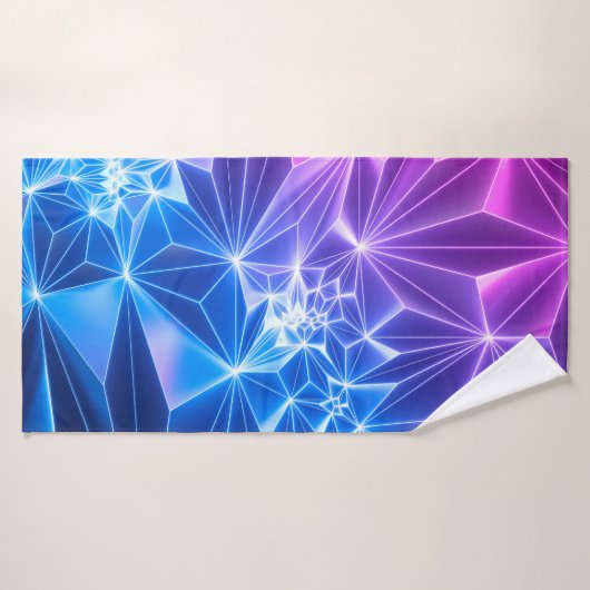 3d rendering, roze blauwe neon geometrische achter badhanddoek (Badhanddoek)