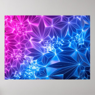 3d rendering, roze blauwe neon geometrische achter poster