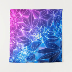 3d rendering, roze blauwe neon geometrische achter wandkleed