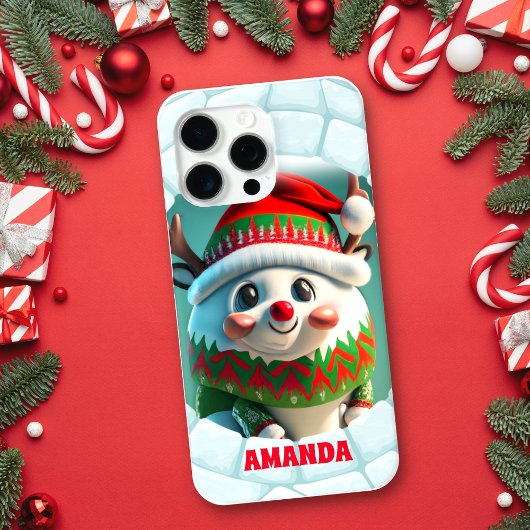 3D Rendier Kerstmis Gepersonaliseerde Naam Case-Mate iPhone Case