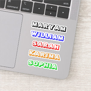 3D Retro Labels, Unieke Kleurrijke Naamstickers Sticker