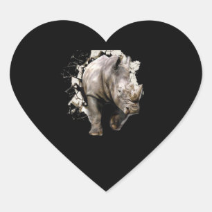 3d Rhino - Afrikaanse Safari Animal Rhinoceros Hart Sticker