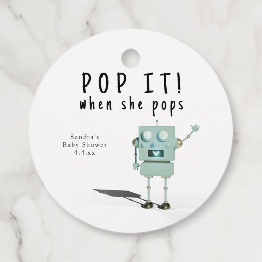 3D robotjongen - pop het! wanneer ze poppen Bedankjes Labels (Achterkant)