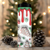3D rode en groene kerstboom taarten Thermosbeker
