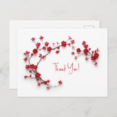 3D Rode Kersenbloesems Dank Je Briefkaart (Voorkant / Achterkant)