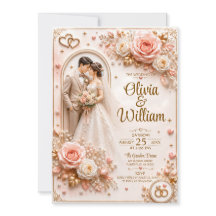 3D Romantische Rozen Trouwkaart | Gepersonaliseerd