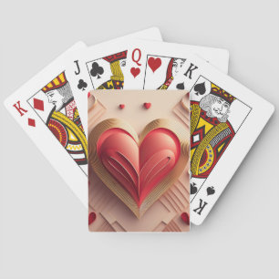 3D rood en goud hart Pokerkaarten