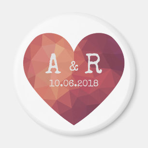 3d rood stel monogram huwelijksdatum magneet