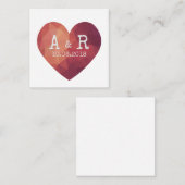 3d rood stel monogram huwelijksdatum notitiekaartje (Voorkant / Achterkant)