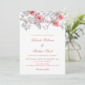 3D Roses Simple White Floral Wedding Kaart (Staand voorkant)