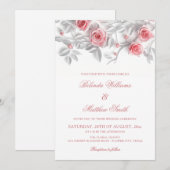 3D Roses Simple White Floral Wedding Kaart (Voorkant / Achterkant)