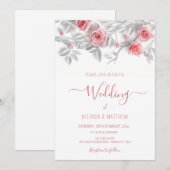  3D Roses Simple White Floral Wedding Kaart (Voorkant / Achterkant)