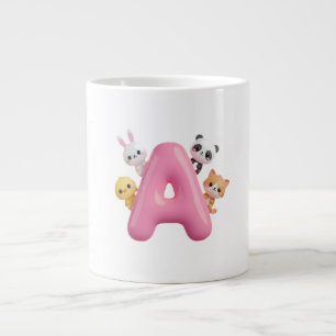 3D Roze Ballon Letter A Jumbo Mok