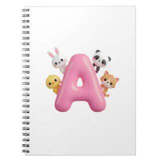 3D Roze Ballon Letter A - Notitieboek met Bosdiere