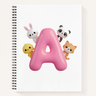 3D Roze Ballon Letter A - Woud Dieren Notitieboek