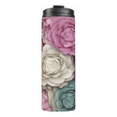 3D Roze en Blauwe Bloemen Thermosbeker (Voorkant)