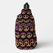 3D roze geel psychedelisch Vredessymbool Sling Bag (Voorkant)