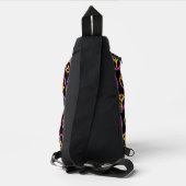 3D roze geel psychedelisch Vredessymbool Sling Bag (Achterkant)