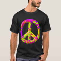 3D roze geel psychedelisch Vredessymbool