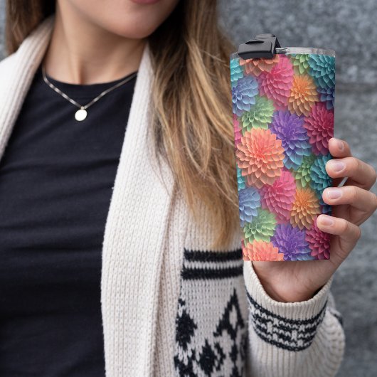 3D Roze Pastel Bloemen Thermosbeker