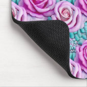 3D Roze Rozen Muismat (Hoek)