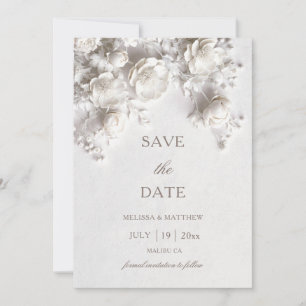 3D Rozen Ivoor Gescultureerde Bloemen Save The Date