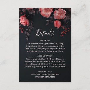 3D Rozen Wilde Bloemen Donker Stemming Informatiekaartje