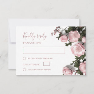 3D Rozen Wilde Bloemen Trouwen RSVP Kaartje