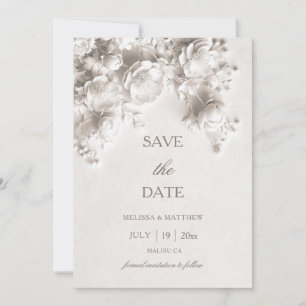 3D Rozen Witte Geboetseerde Bloemen Save The Date
