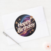 3D-ruimteraket Gelukkige Verjaardag Melkweg Ronde  Sticker (Envelop)