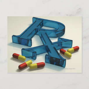 3D RX-symbool met capsules Briefkaart