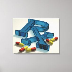 3D RX-symbool met capsules Canvas Afdruk