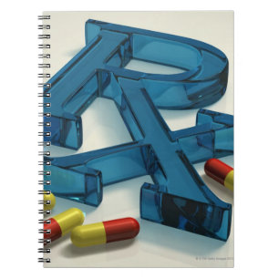 3D RX-symbool met capsules Notitieboek