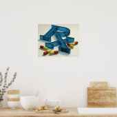 3D RX-symbool met capsules Poster (Keuken)