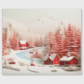 3D Scandinavisch winterlandschap Cadeaupapier (Vlak)