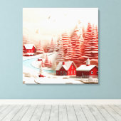 3D Scandinavisch winterlandschap Canvas Afdruk (Insitu (Houten vloer))