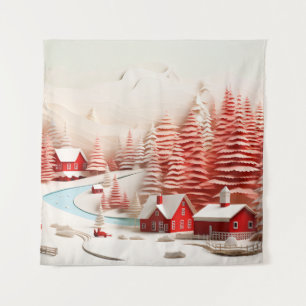 3D Scandinavisch winterlandschap Wandkleed