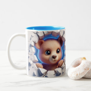 3D Schattige Baby Beer Hot Cocoa Coffee Animals Mo Tweekleurige Koffiemok