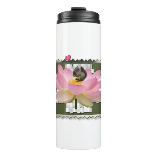 3D Schattige eekhoorn met omhulling op ventilator Thermosbeker (Voorkant)