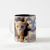 3D Schattigee Baby Cheetah Hot Cocoa Coffee Animal Tweekleurige Koffiemok (Voorkant links)
