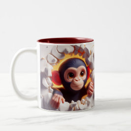 3D Schattigee Baby Chimpansee Hot Cocoa Koffiedier Tweekleurige Koffiemok