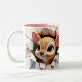 3D Schattigee Baby Deer Hot Cocoa Koffiedieren Tweekleurige Koffiemok