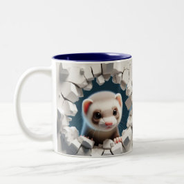 3D Schattigee Baby Ferret Hot Cocoa Koffiedieren Tweekleurige Koffiemok