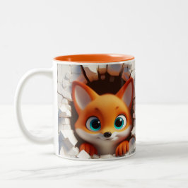 3D Schattigee Baby Fox Hot Cocoa Koffiedieren Tweekleurige Koffiemok