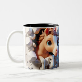 3D Schattigee Baby Horse Hot Cocoa Koffiedieren Tweekleurige Koffiemok