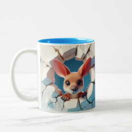 3D Schattigee Baby Kangaroo Hot Cocoa Koffiedieren Tweekleurige Koffiemok