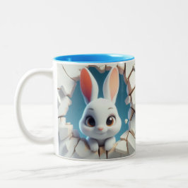3D Schattigee Baby Konijn Hot Cocoa Koffiedieren Tweekleurige Koffiemok