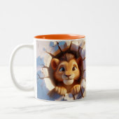 3D Schattigee Baby Lion Hot Cocoa Koffiedieren Mok (Links)