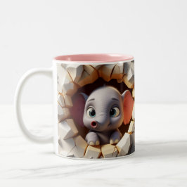 3D Schattigee Baby olifant hete cacao koffiedieren Tweekleurige Koffiemok