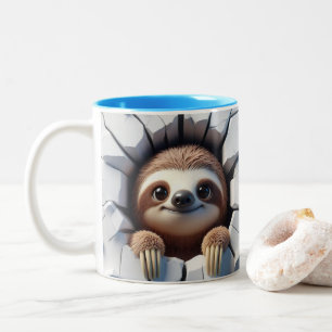 3D Schattigee Baby Sloth Hot Cocoa Coffee Animals  Tweekleurige Koffiemok